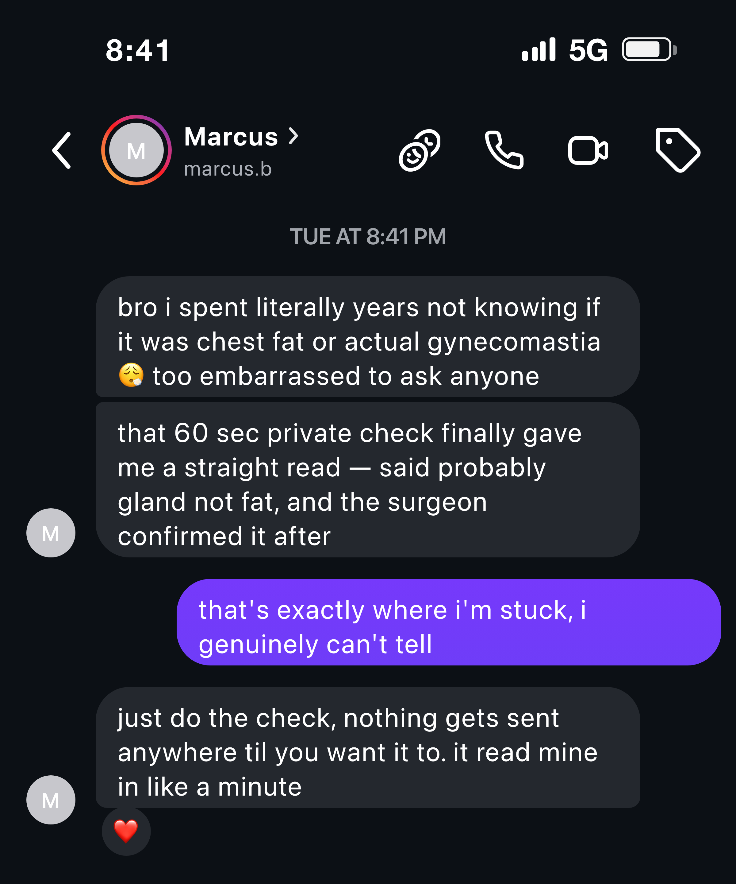 Instagram message about learning it was glandular, not a lack of effort