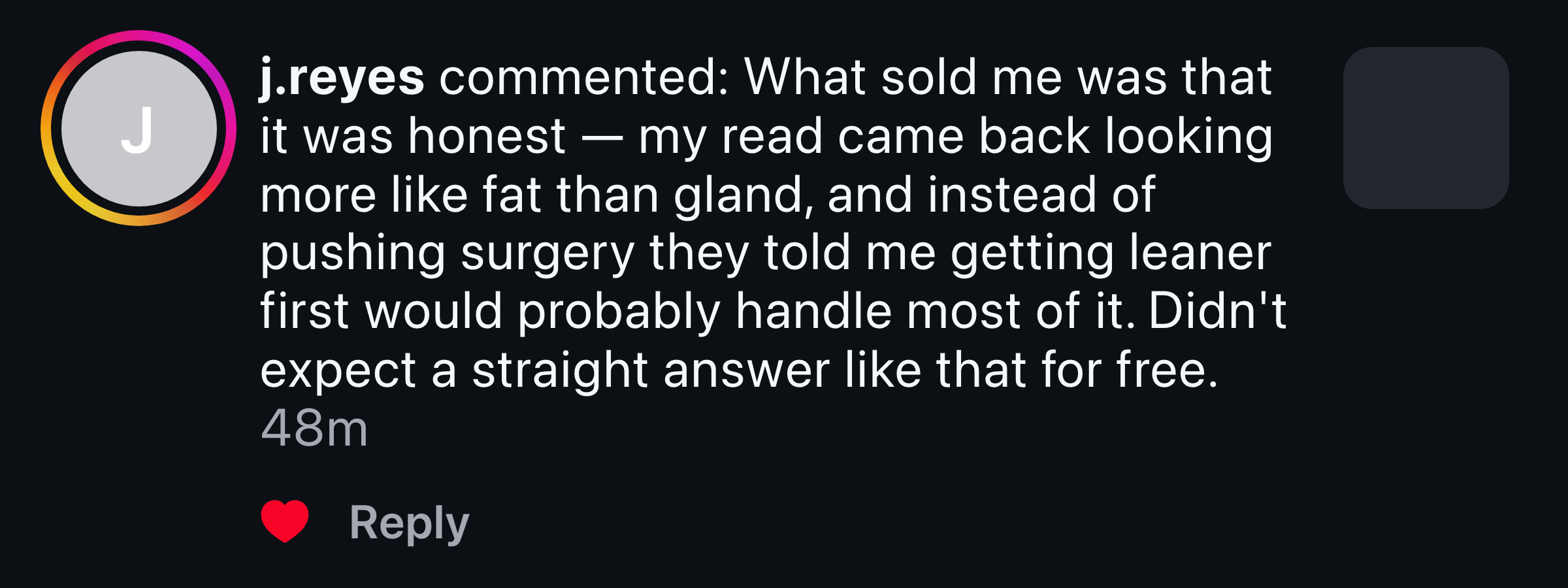 Instagram message about stopping years of layering shirts